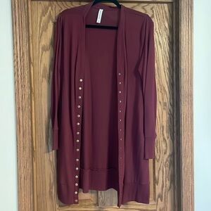 Women’s burgundy long cardigan